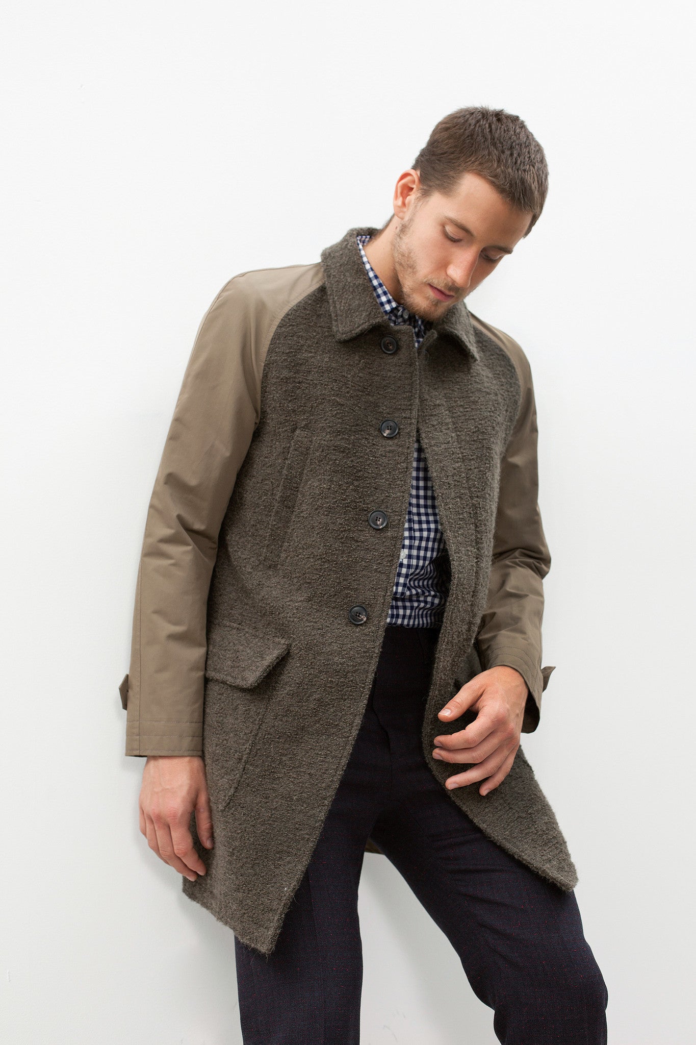 Cappotto maniche raglan in oliva