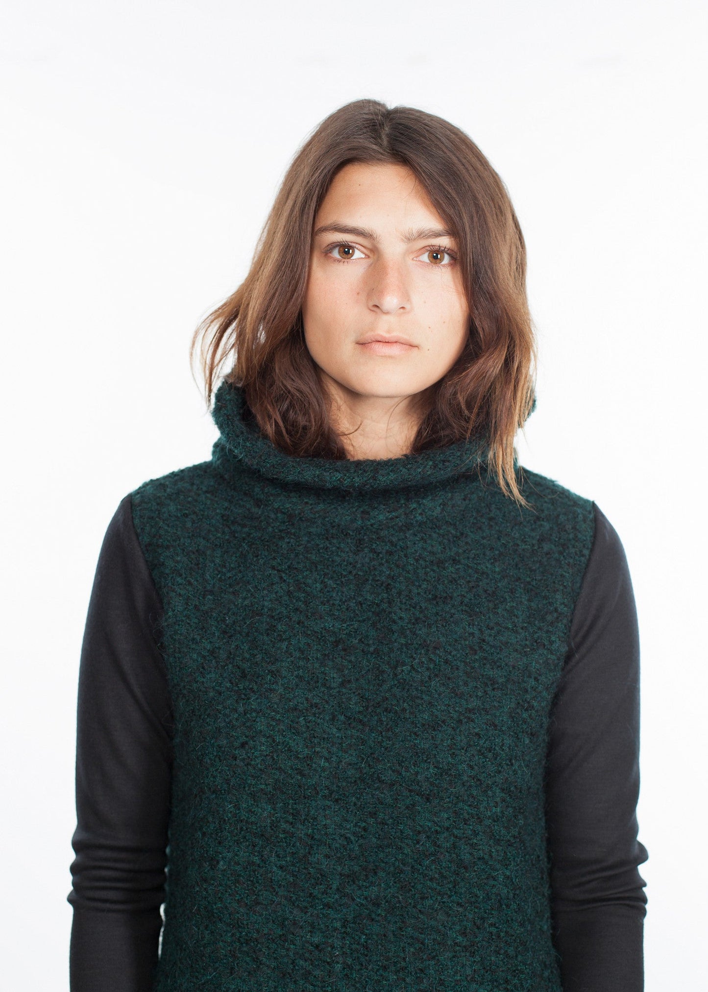 Dolcevita bouclé in verde/nero