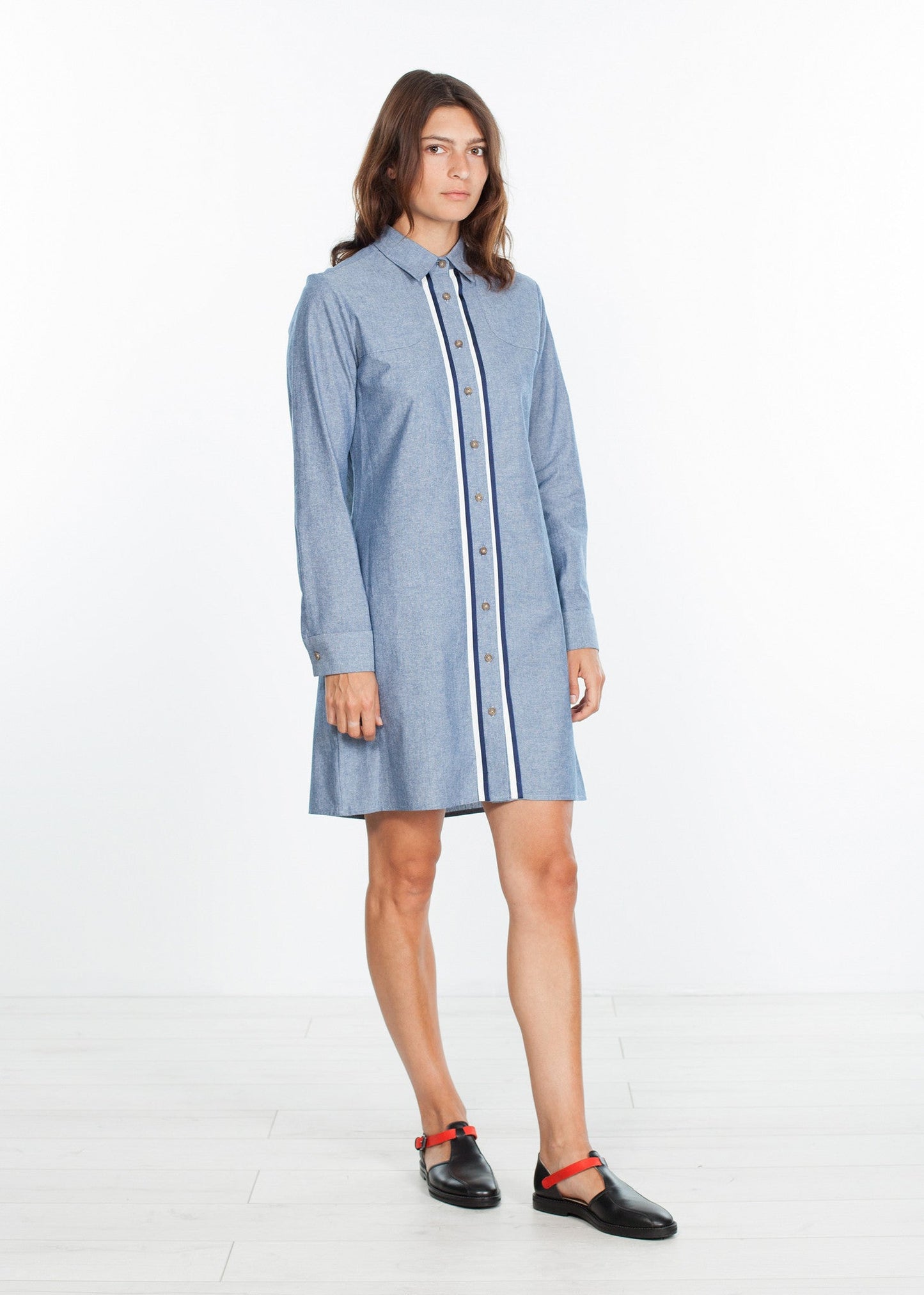 Abito chemisier in chambray blu