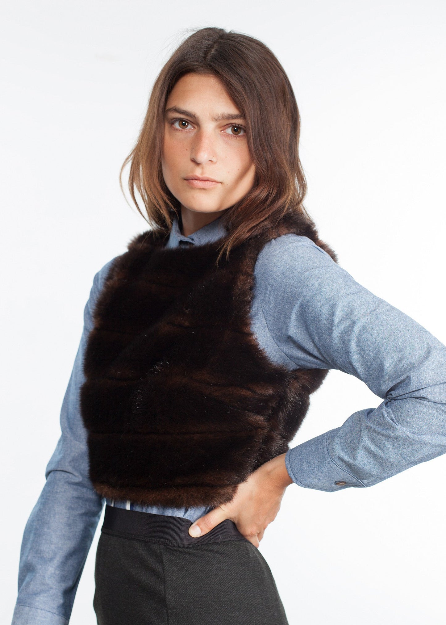 Camicia boyfriend in chambray blu