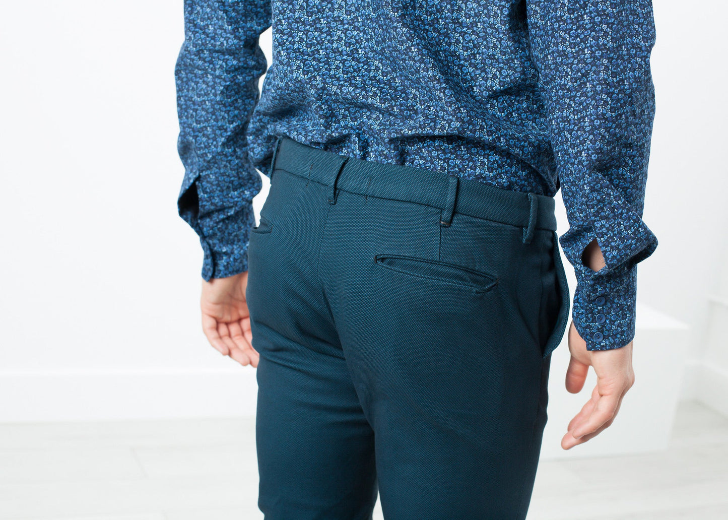 Pantaloni Diamond Weave in Sky