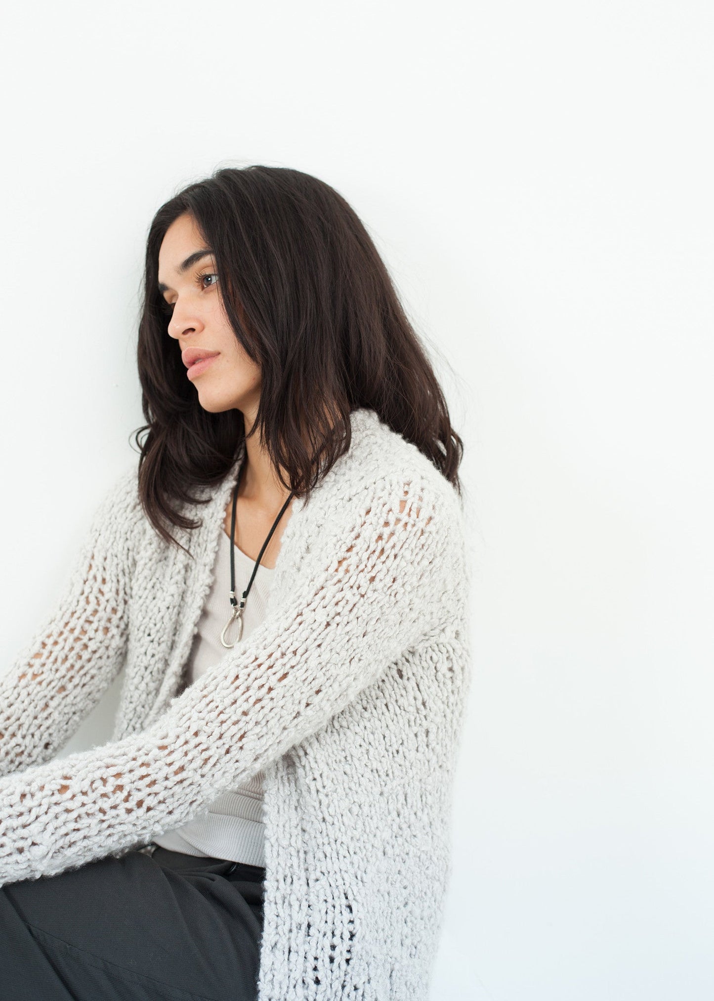 Cardigan a punto grosso in nuvola