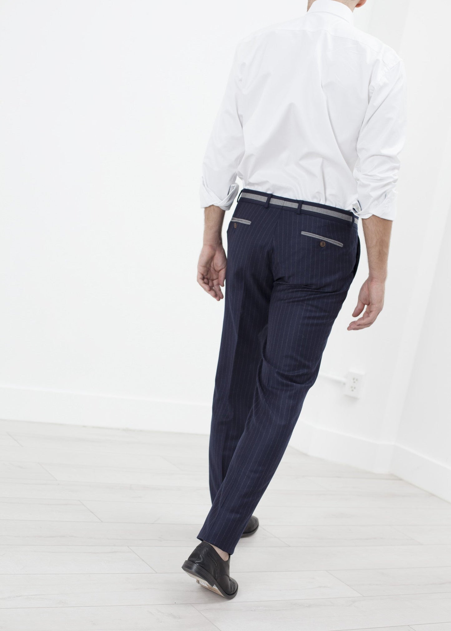 Pantaloni Sinclair a righe blu navy