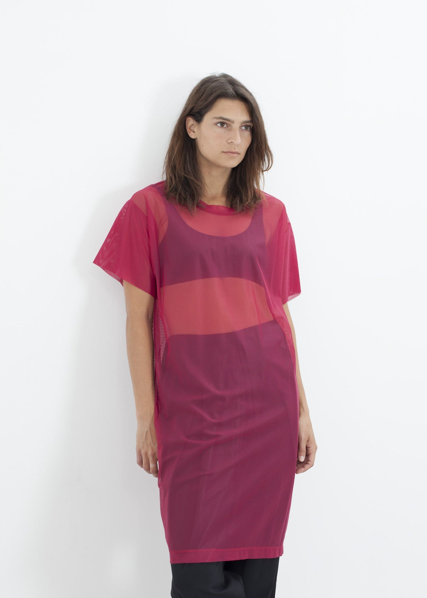 Maglia sopra il vestito in rosa