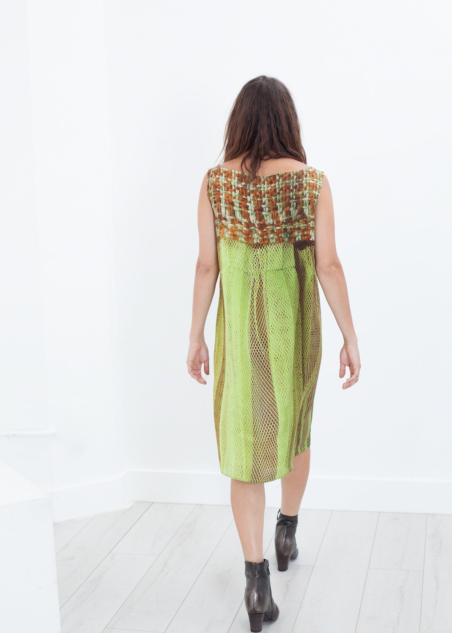 Sottoveste in seta in tweed e rete