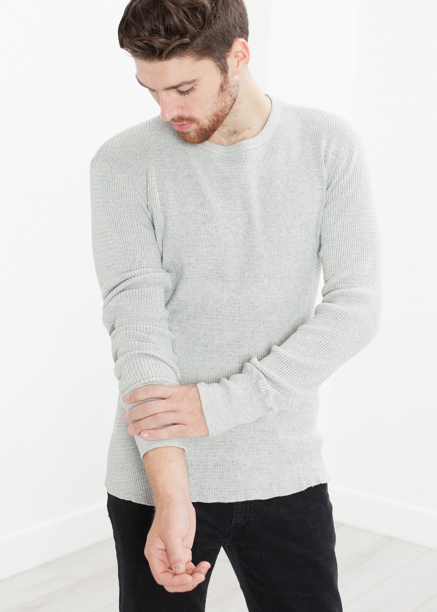 T-shirt a maniche lunghe in maglia waffle