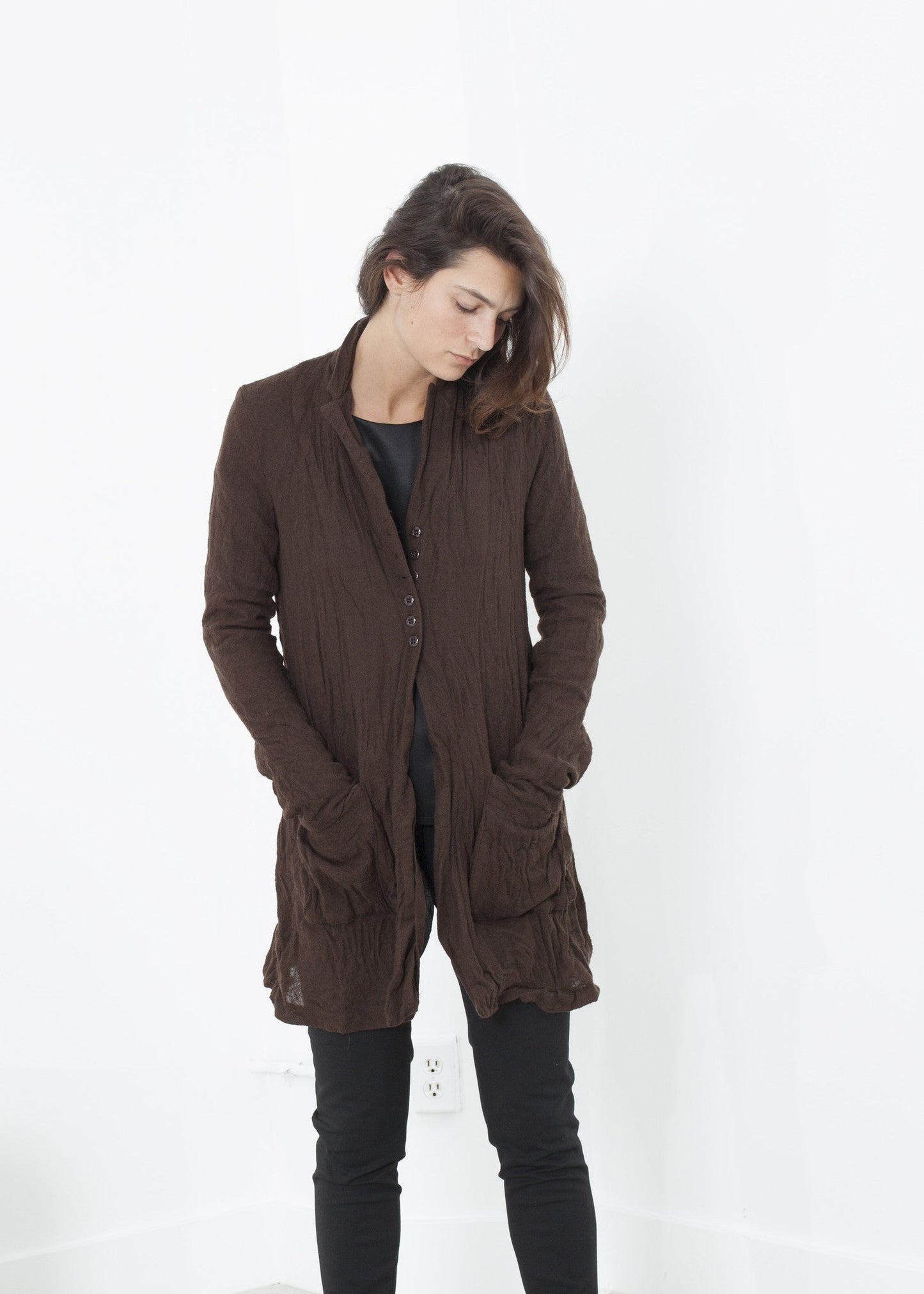 Giacca di lana fantasma in marrone