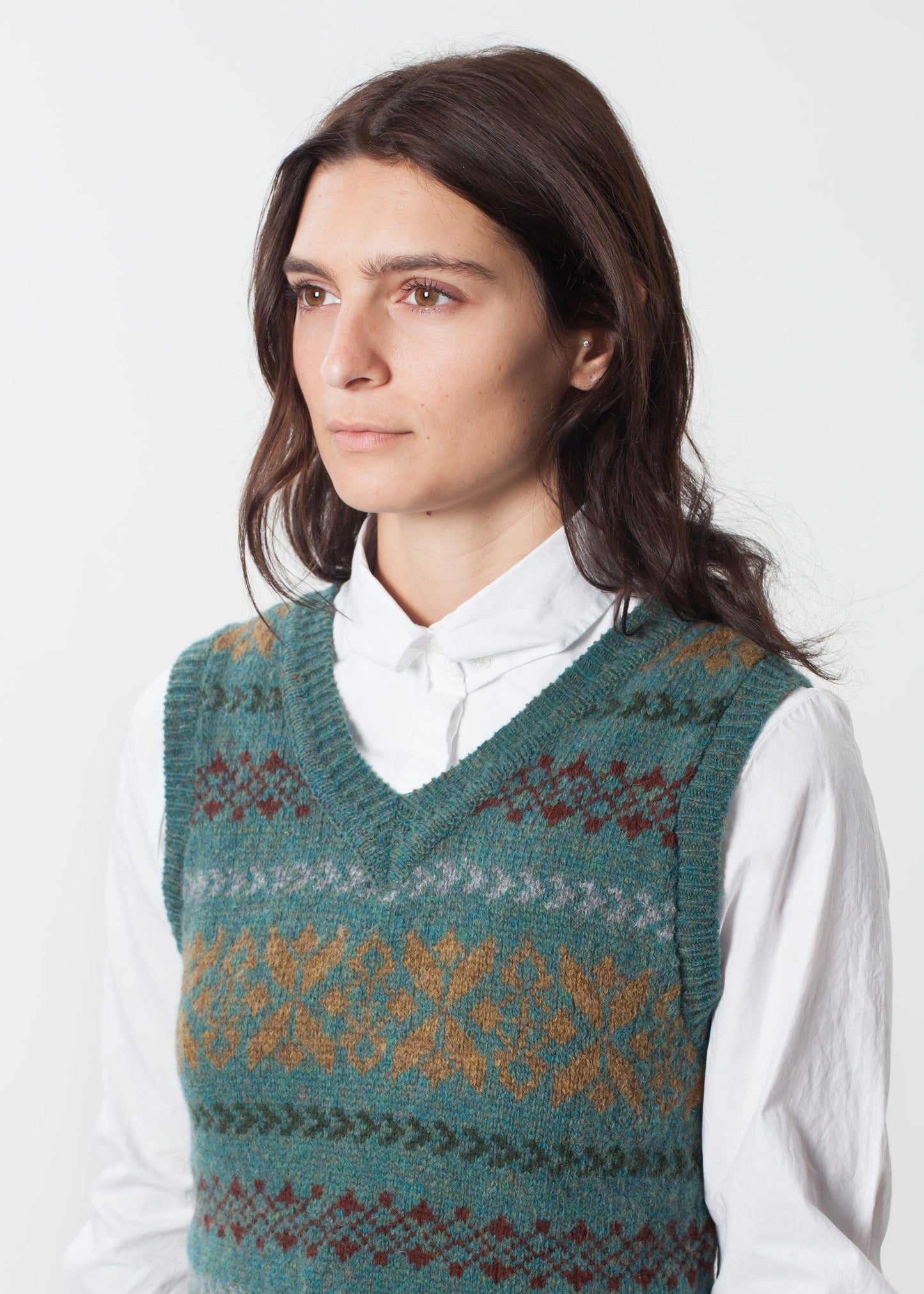 Gilet Fair Isle in Esercito