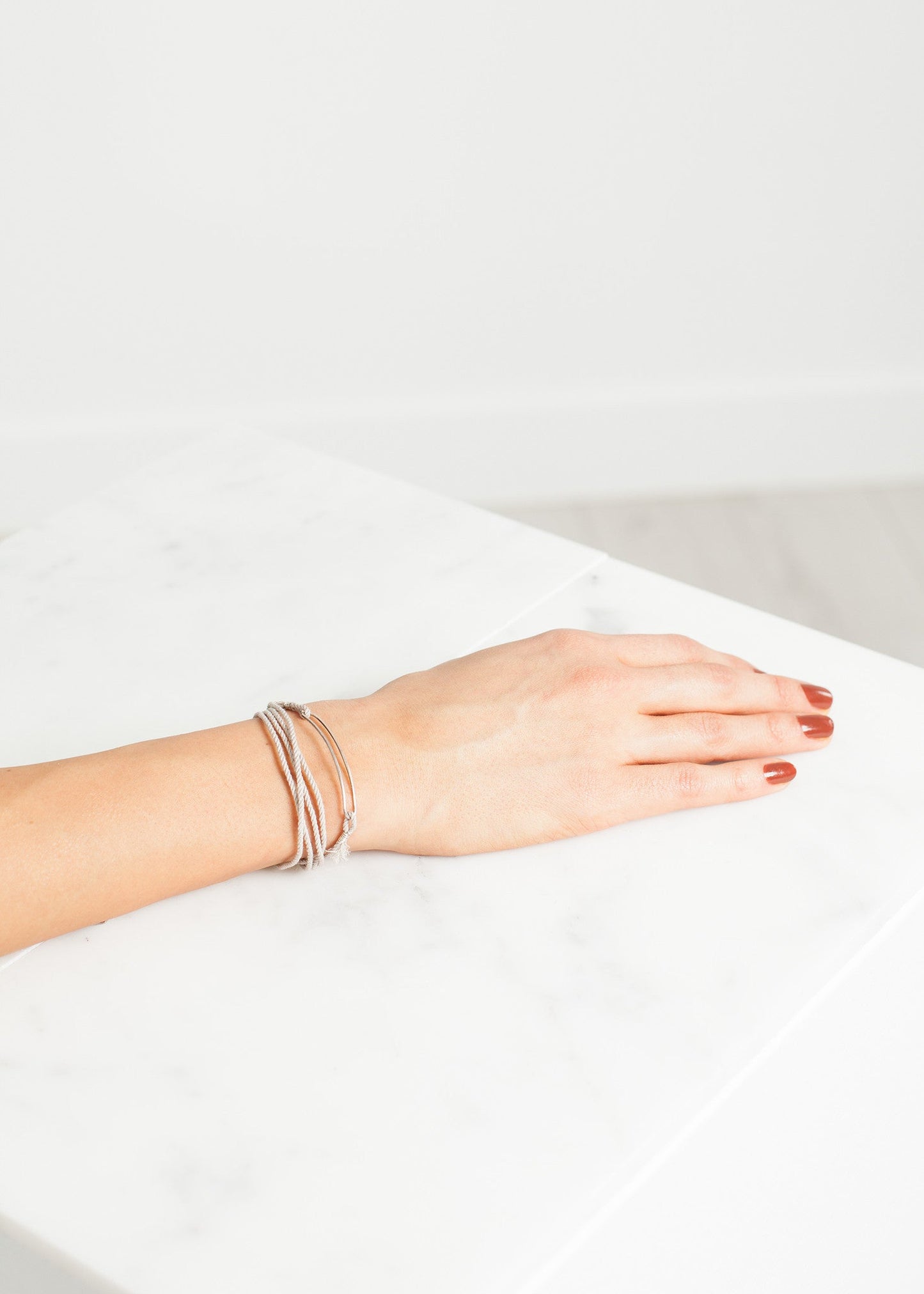 Bracciale 85 in Seta Grigia/Argento