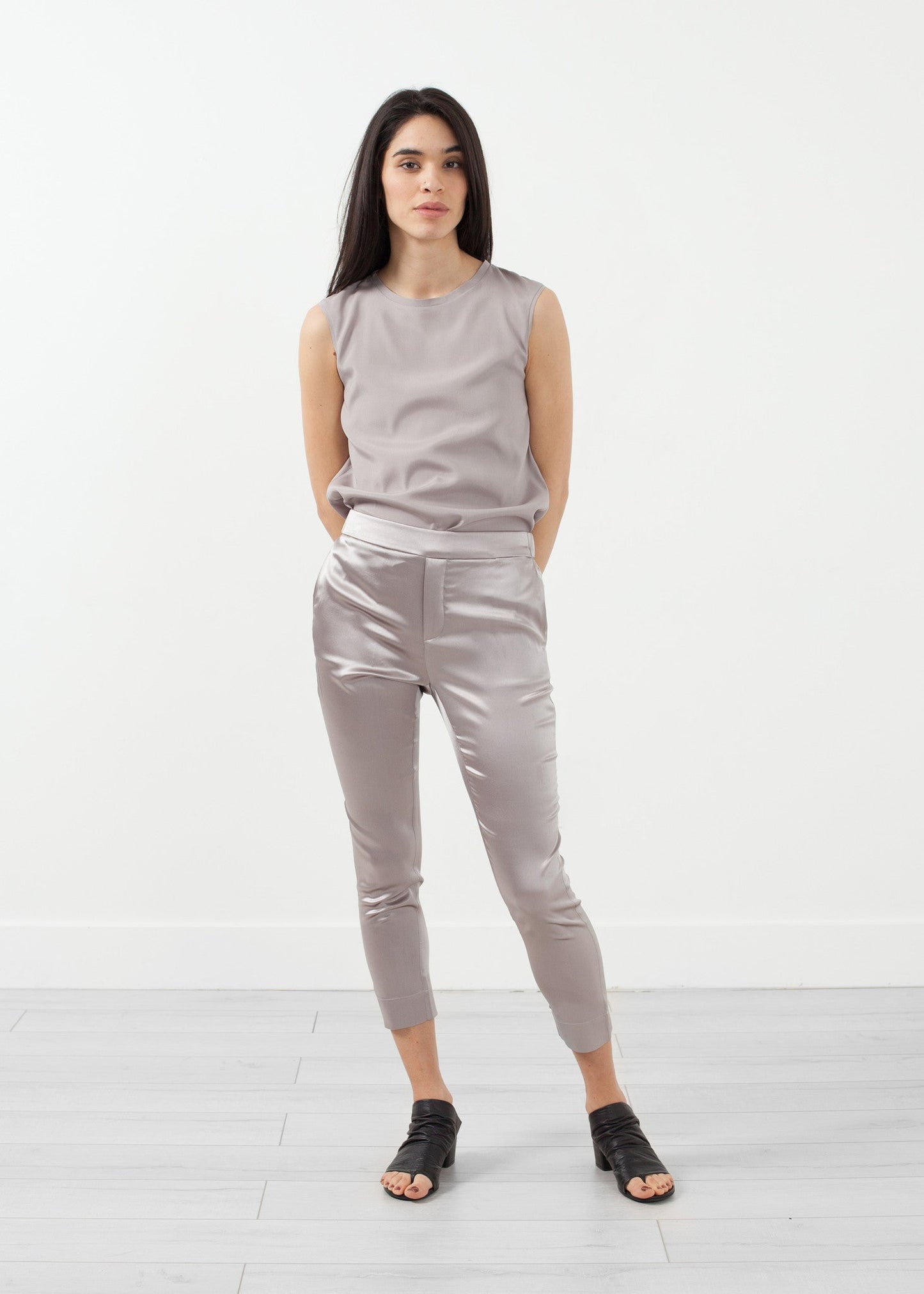 Pantalone pull-up in seta