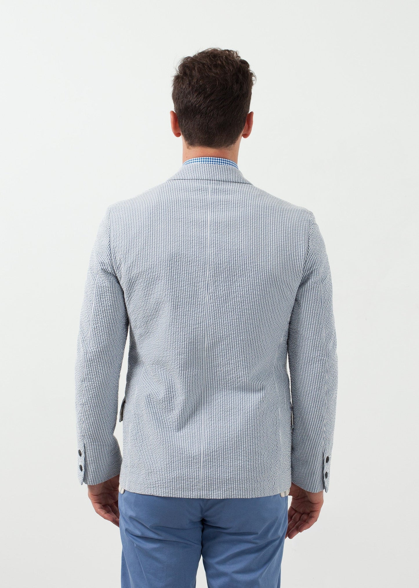Blazer a cinque bottoni in seersucker