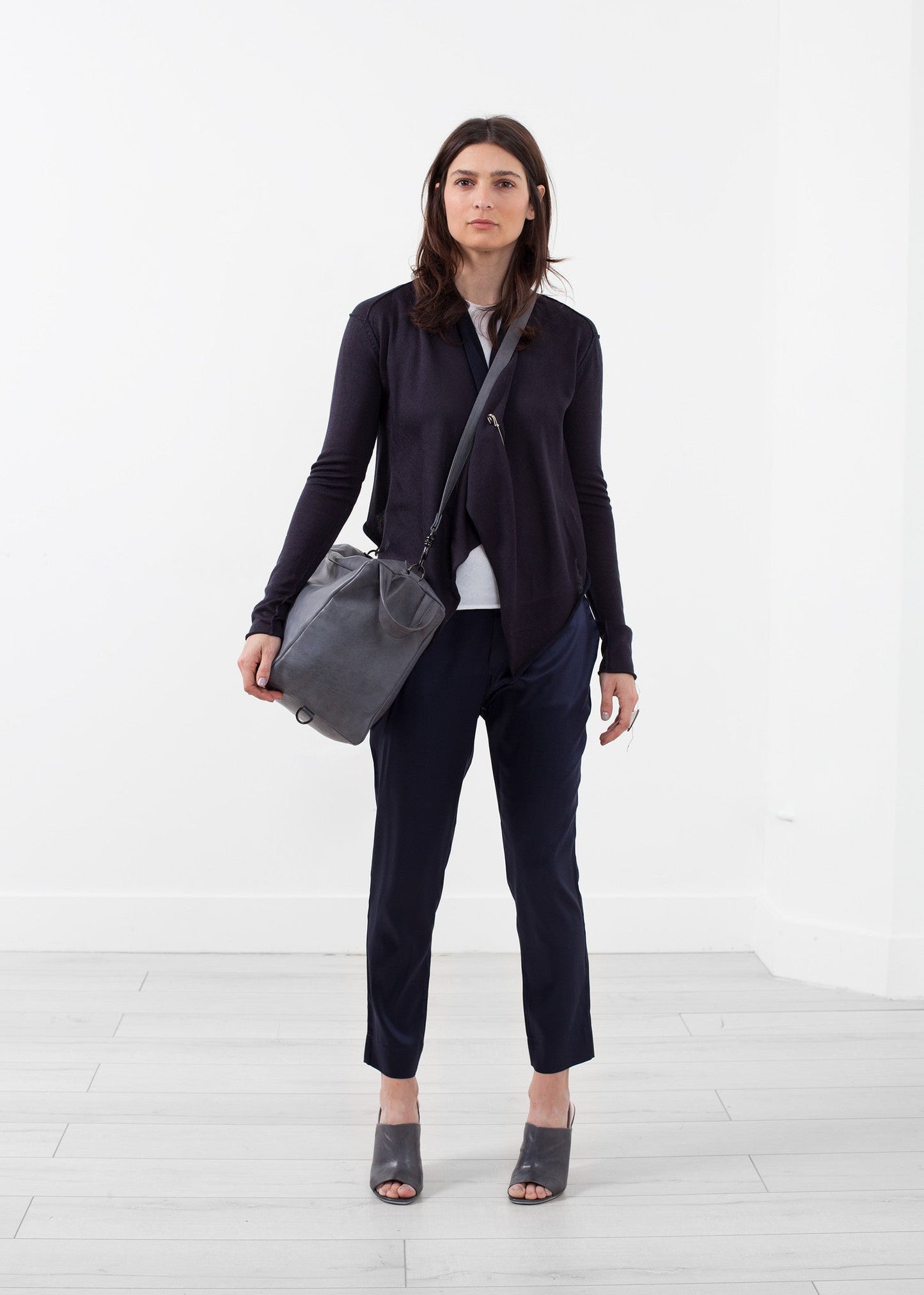 Cardigan con collo drappeggiato
