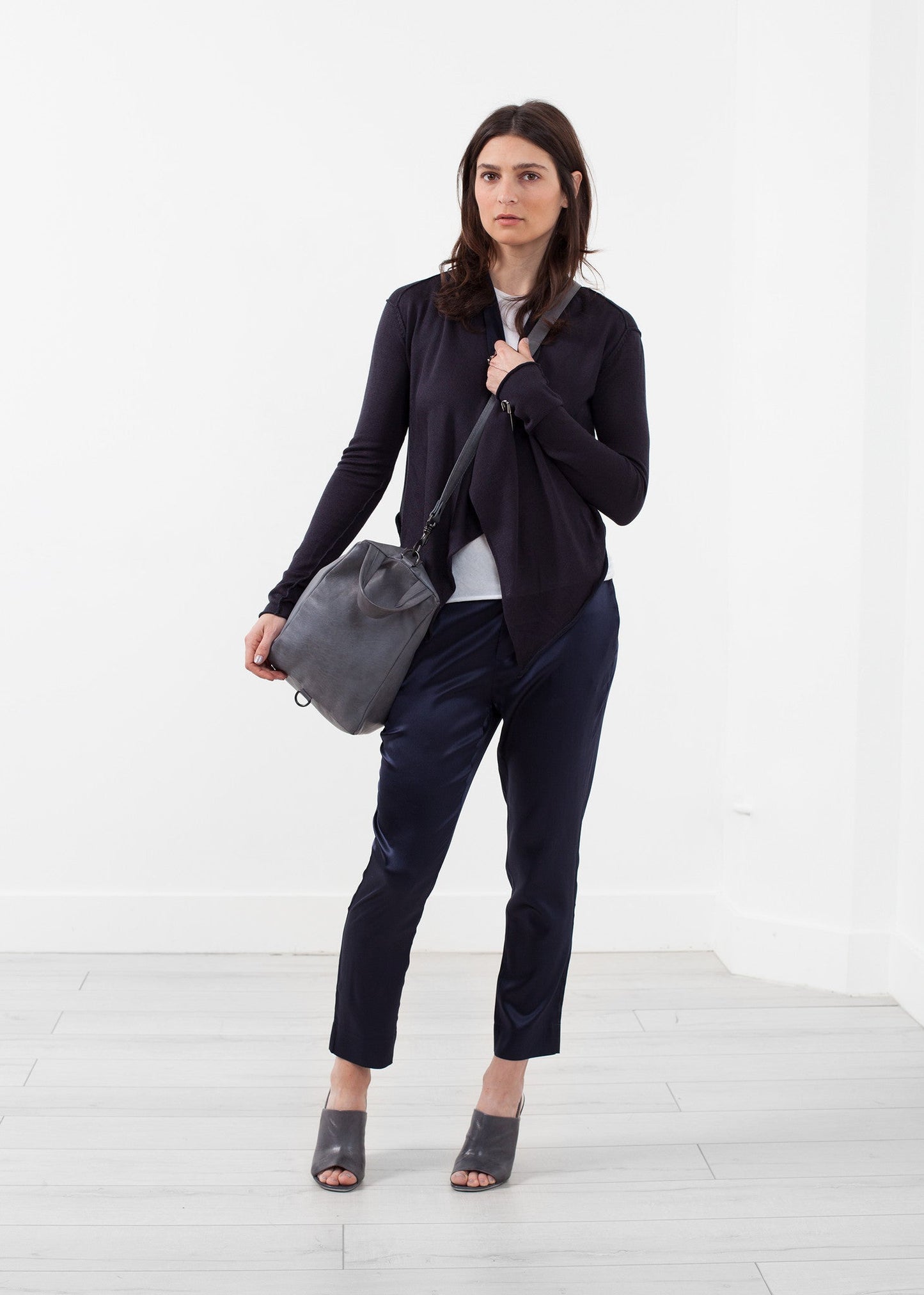 Cardigan con collo drappeggiato