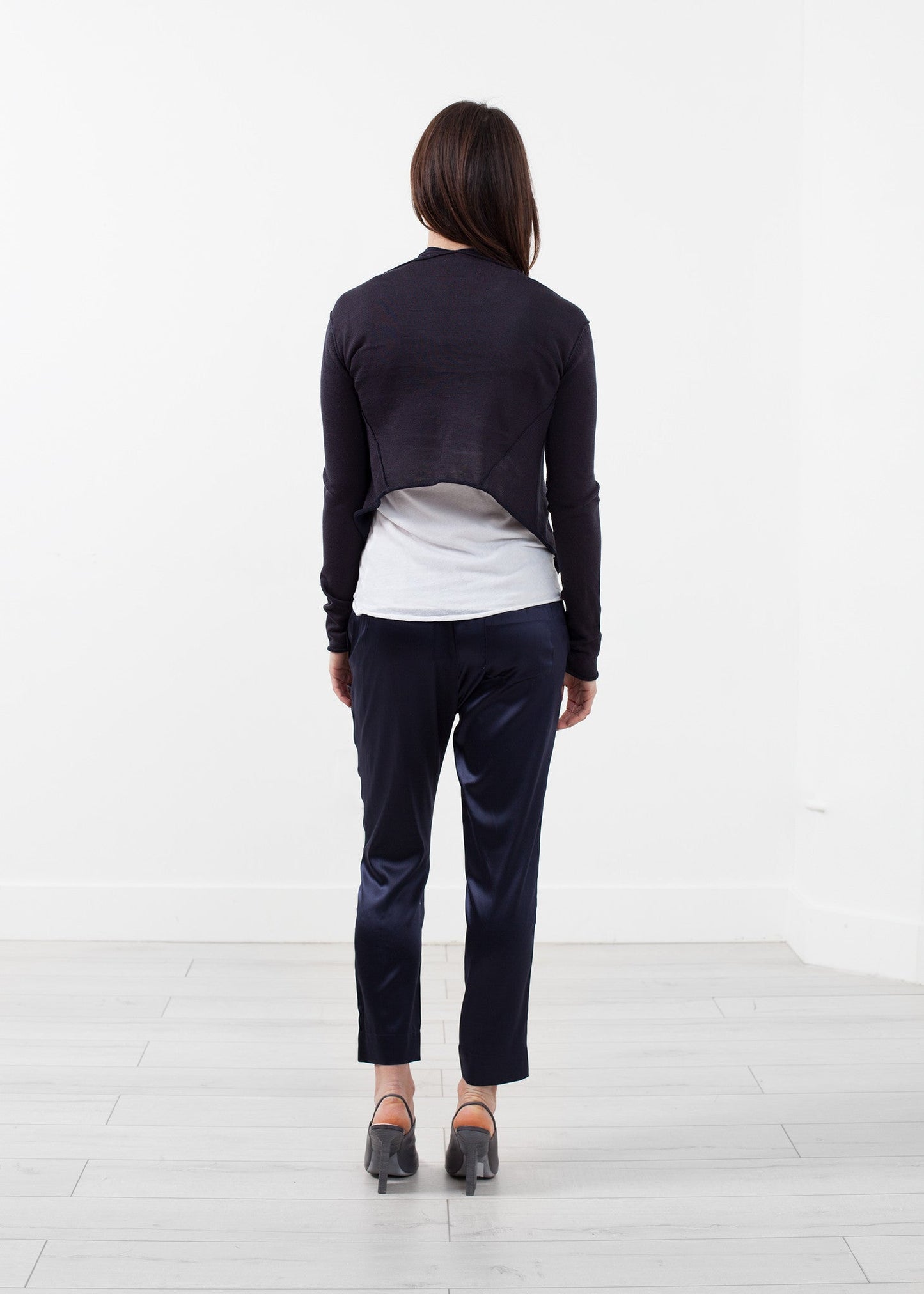 Cardigan con collo drappeggiato