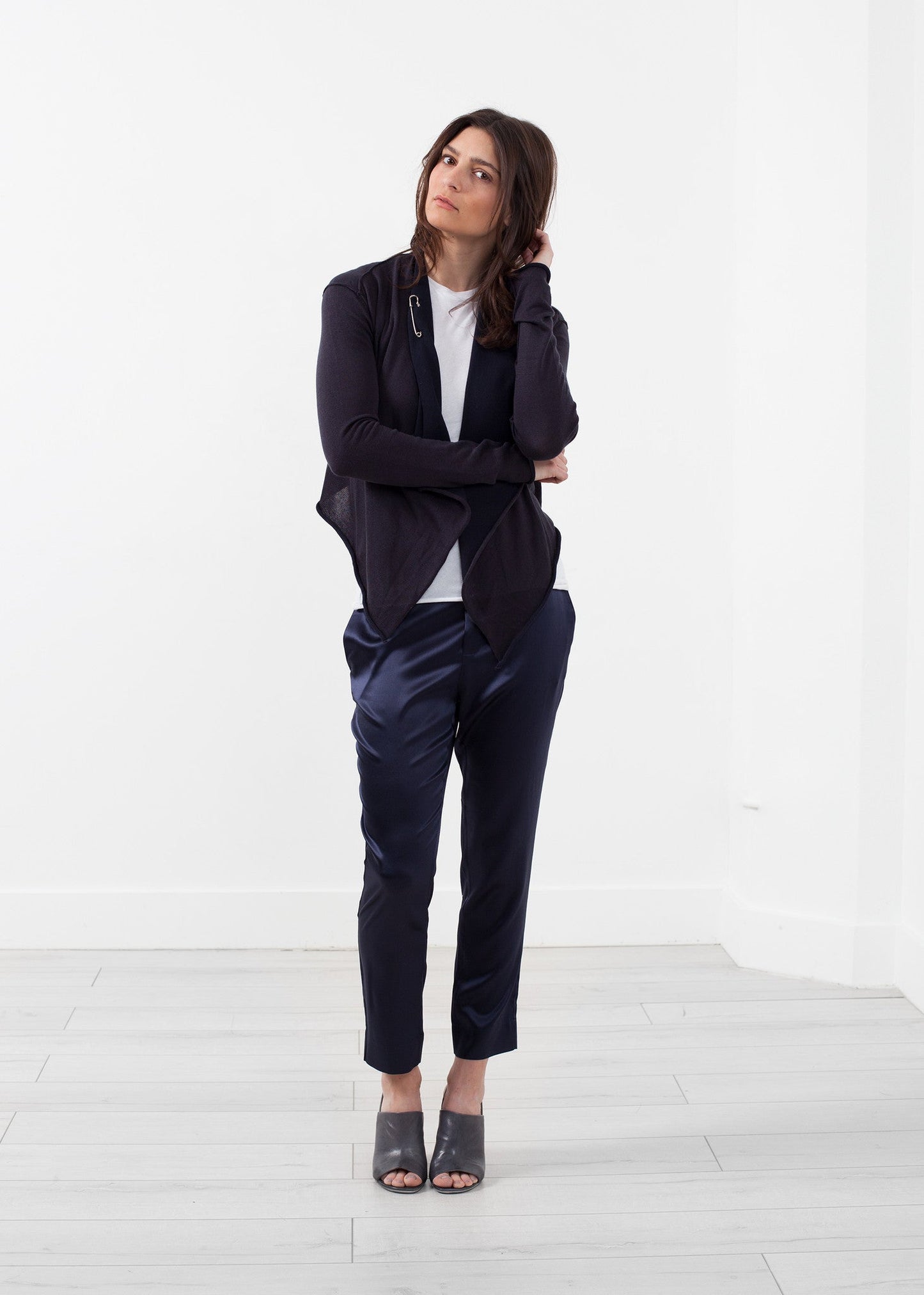 Cardigan con collo drappeggiato
