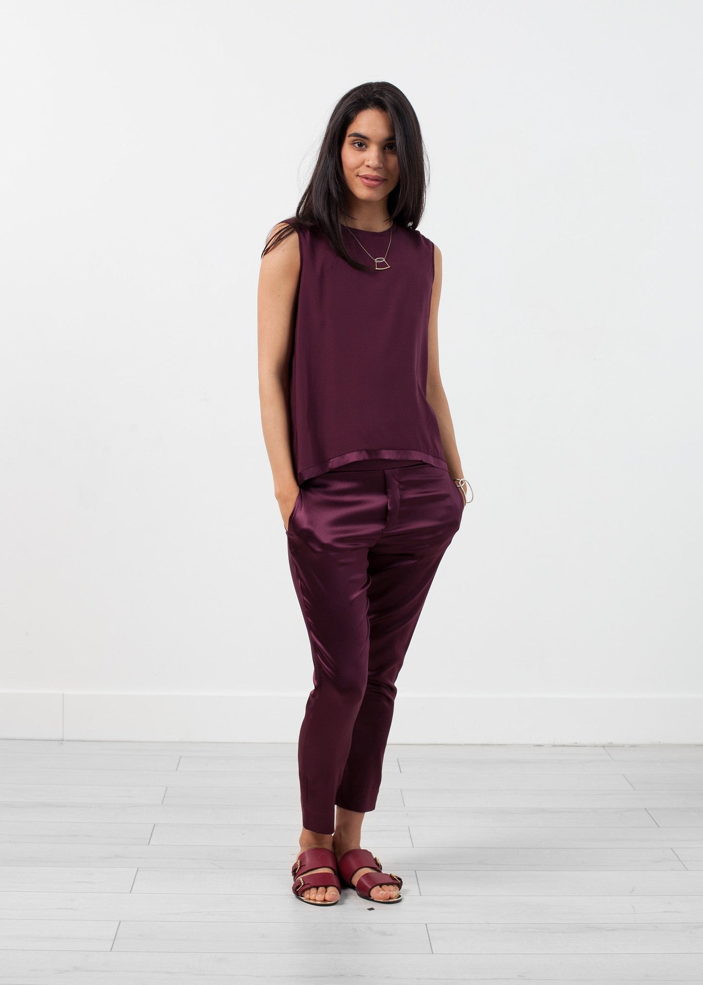 Pantalone pull-up in seta