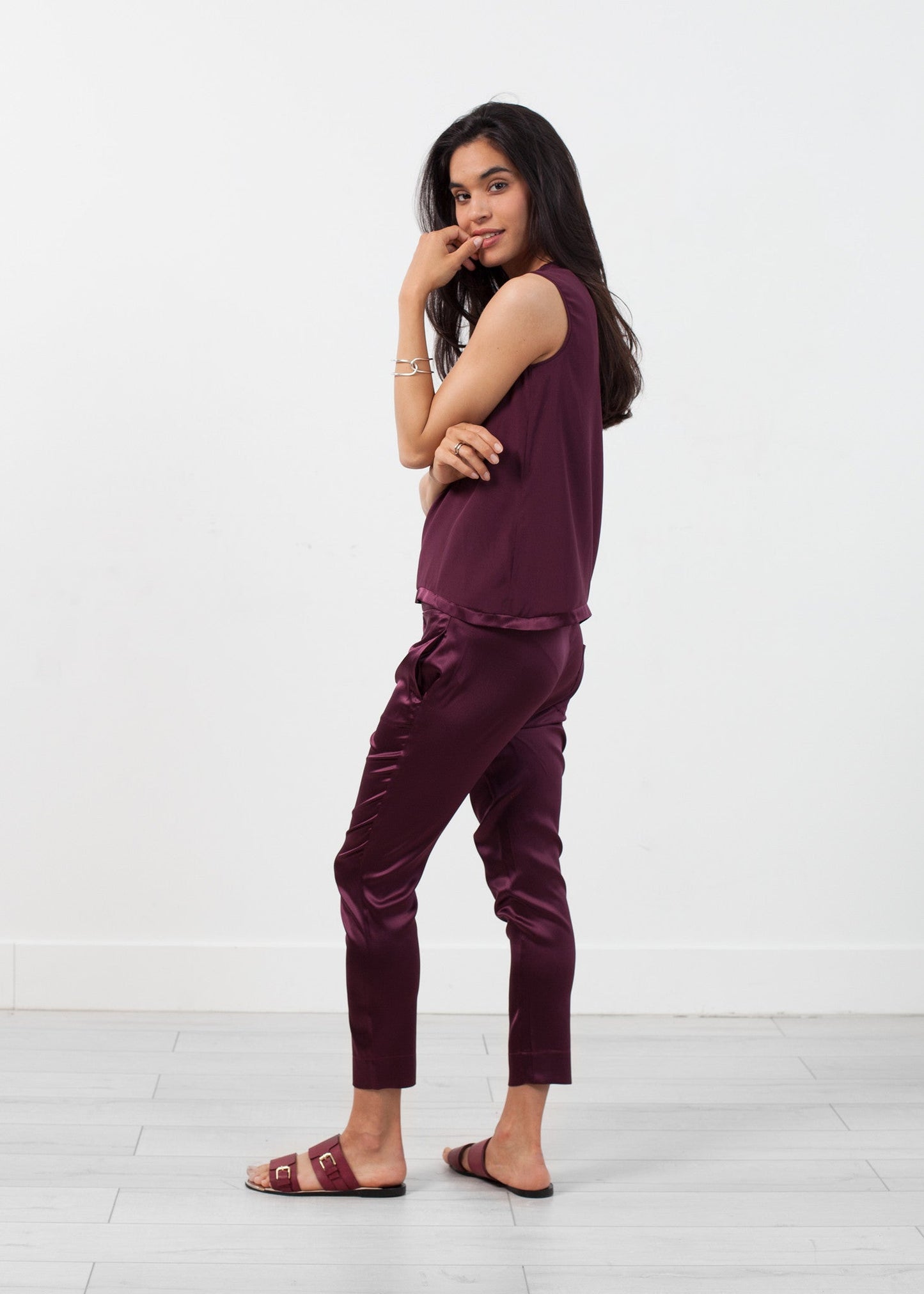 Pantalone pull-up in seta