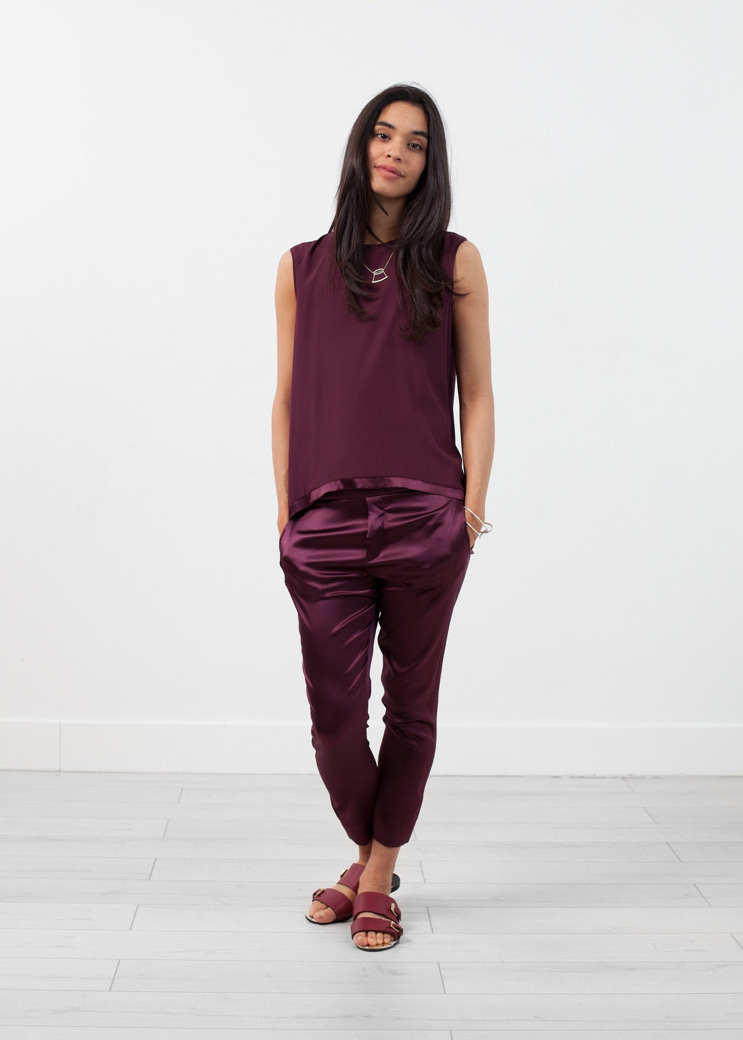 Pantalone pull-up in seta