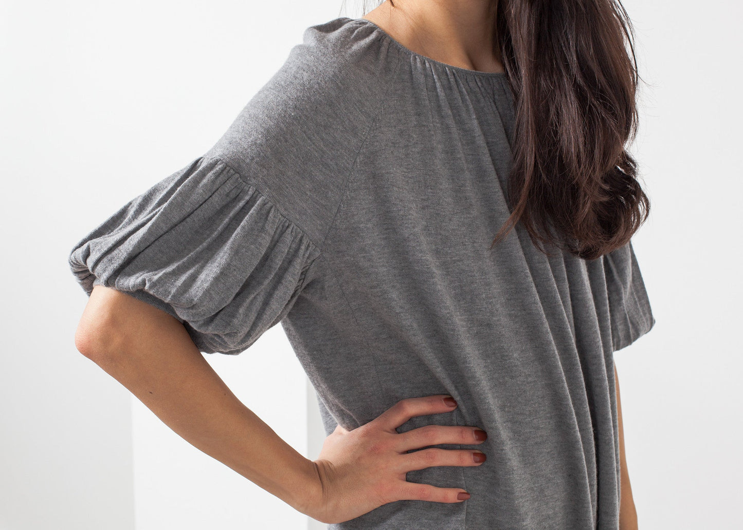 Maglia con maniche a sbuffo in cashmere