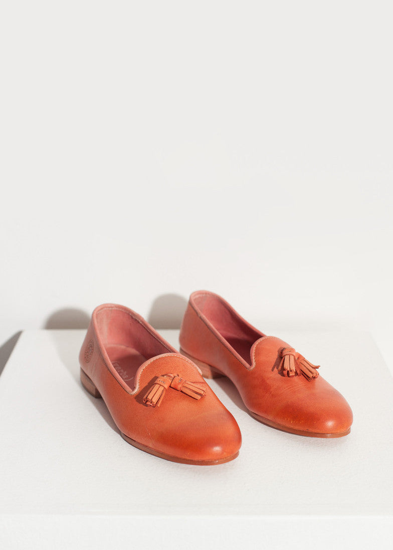 Mocassino in pelle in rosa