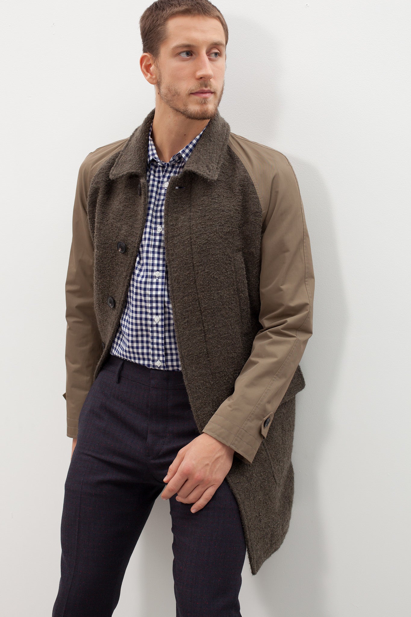 Cappotto maniche raglan in oliva