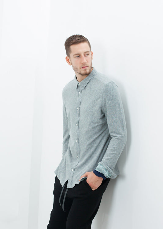 Bottoni in jersey Kasuri in blu grigio 