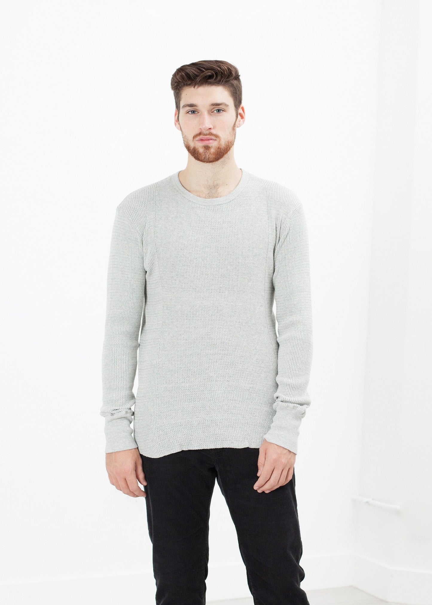 T-shirt a maniche lunghe in maglia waffle 