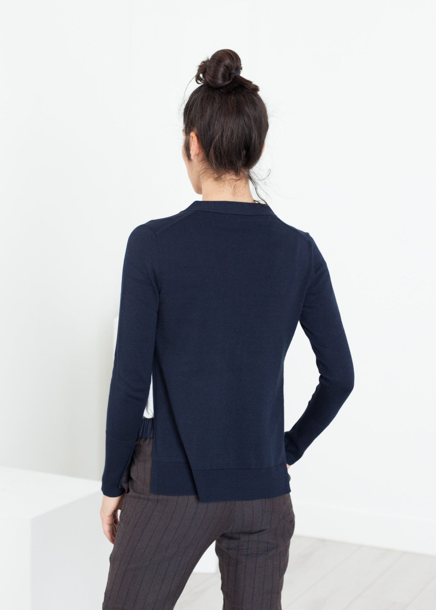 Cardigan quadrato in blu marino