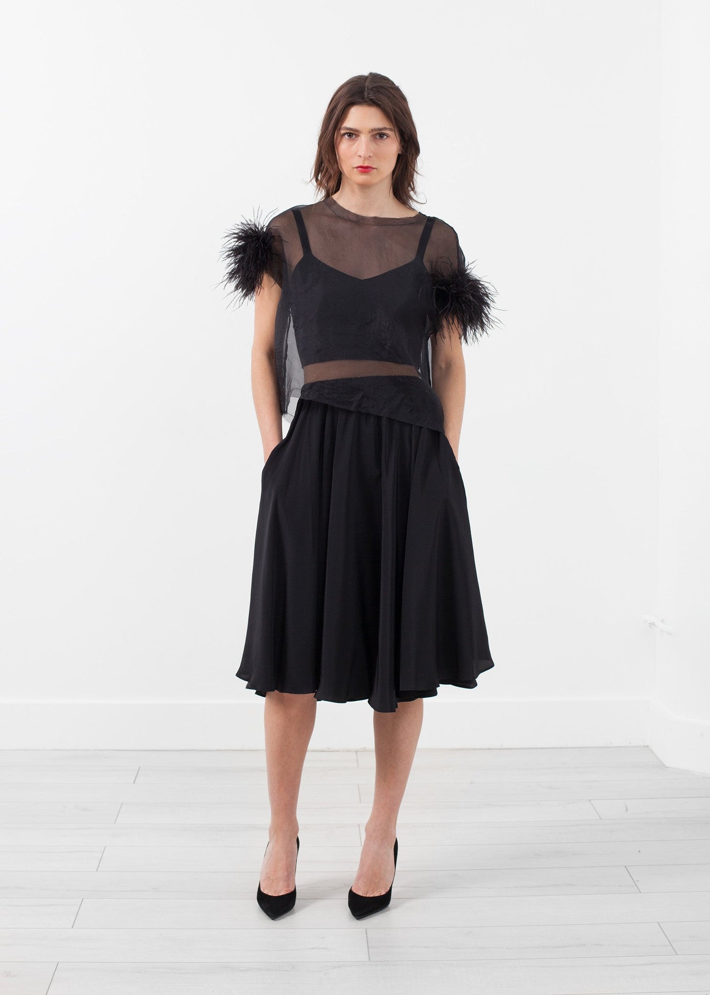 Top in piume di organza