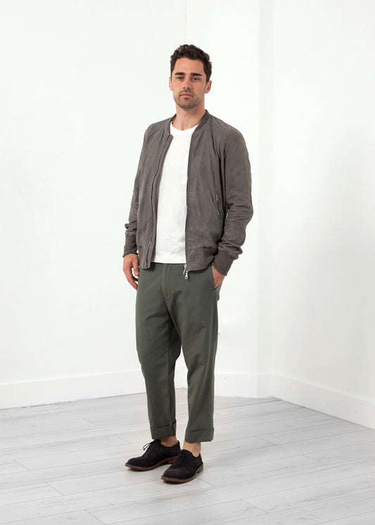 Bomber in pelle color polvere