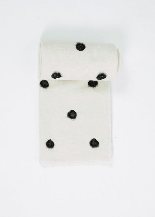 Scialle a pois in cashmere in nero/bianco