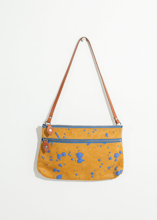 Borsa a tracolla Ink Splatter color senape/blu